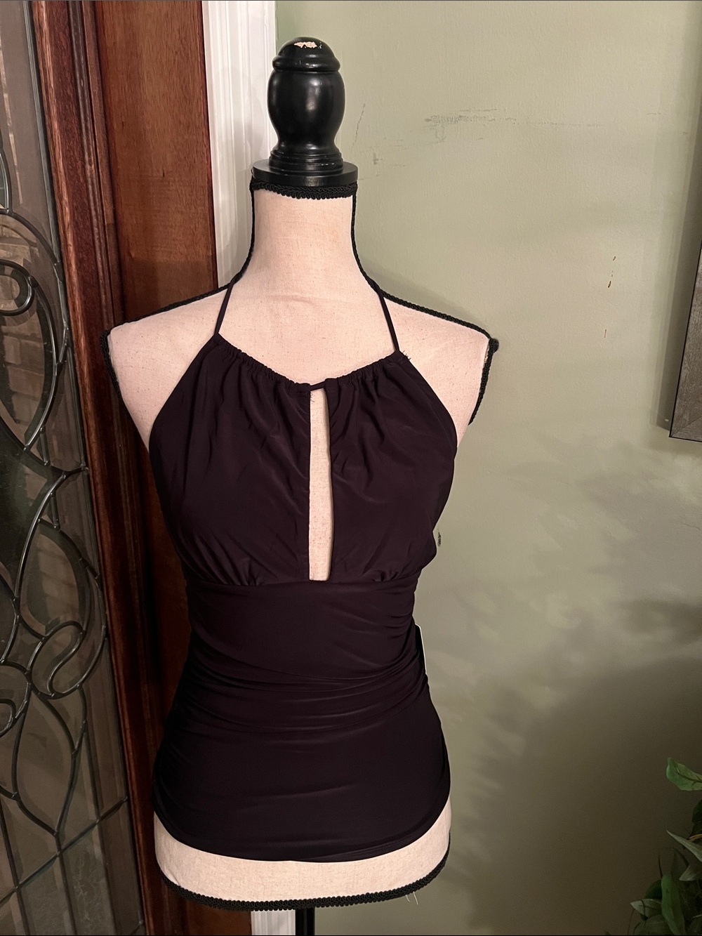 Moa Moa Black Halter Keyhole Top